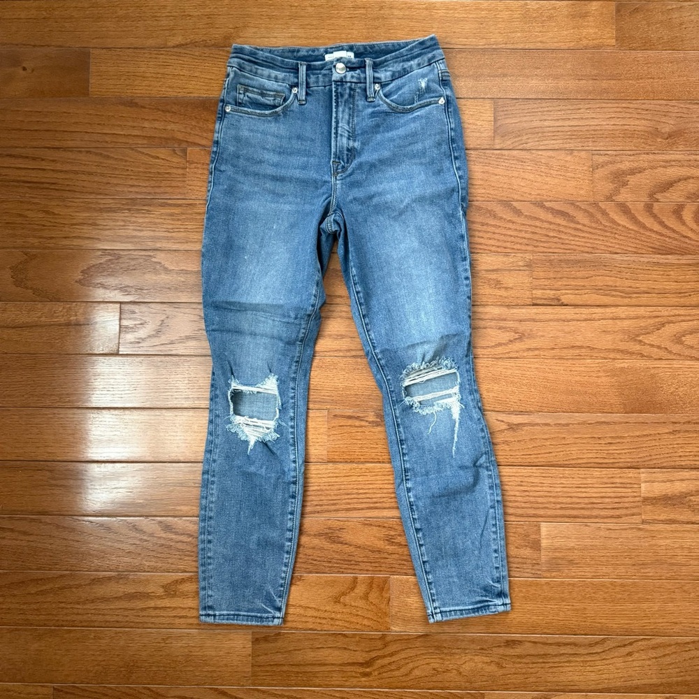Good American Distressed High Rise Skinny Jean